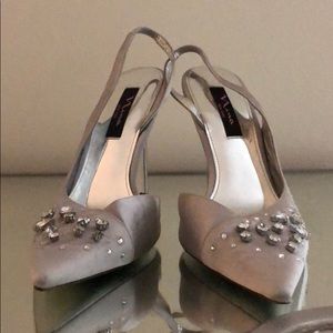 Nina sling back stiletto silver shoe